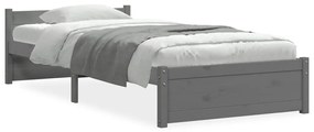 815006 vidaXL Рамка за легло, сива, дърво масив, 75x190 см, Small Single
