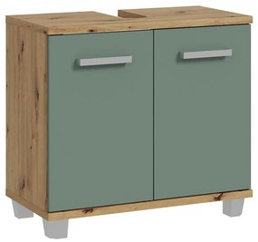 Шкаф за баня VENOM зелен/дъб artisan