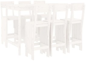 3157812 vidaXL Градински бар комплект от 7 части, бял, масивно дърво бор