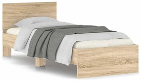 838626 vidaXL Рамка за легло с табла, дъб сонома, 90x200 см, инженерно дърво