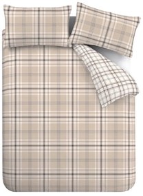 Кафяво-бежово двойно спално бельо 200x200 cm Kelso Check – Catherine Lansfield