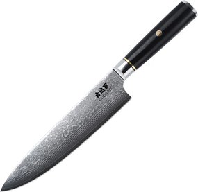 Gudaro - Дамасков шеф-нож AKIRO 8", 67 слоя дамаскова стомана, дължина 20 см, черен