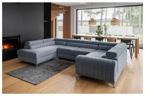 Син сгъваем/с място за съхранение ъглов диван (ляв ъгъл/U форма) Louis – ELTAP