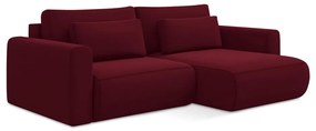 Бордо кадифен разтегателен ъглов диван с място за съхранение (десен ъгъл) Kapua – Makamii