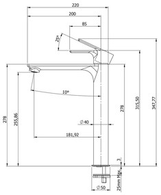 Стояща батерия за мивка в лъскаво-сребрист цвят Pax – Sapho