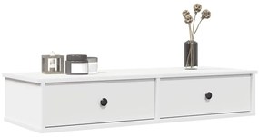 859959 vidaXL Стенен рафт с чекмеджета, бял, 100x37,5x19 см, инженерно дърво