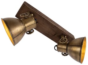 Таванна лампа бронз 2-светлина с дърво - Mangoes