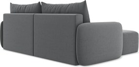 Сив кадифен сгъваем/с място за съхранение ъглов диван (ляв ъгъл) Kalena – Makamii