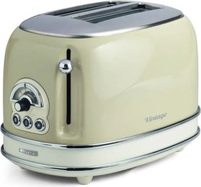 Тостер за хляб Ariete VINTAGE 0155/03, 810W, 2 филии, 3 функции, 6 степени, Подвижна тава за трохи, Бежов