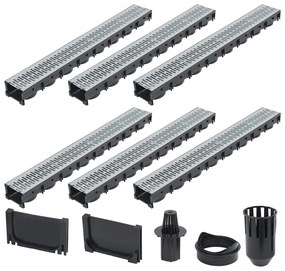 142879 vidaXL Дренажни канали, 6 бр, поцинкована стомана, 6 м