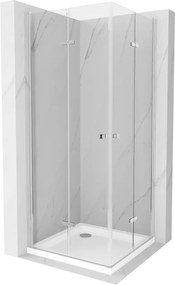 Mexen Lima Двукабинен сгъваем душ 90 x 90 см, прозрачен, хром + корито Flat