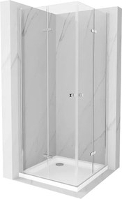 Mexen Lima Двукабинен сгъваем душ 90 x 90 см, прозрачен, хром + корито Flat