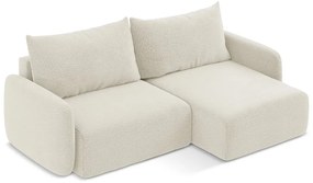 Кремав разтегателен ъглов диван с място за съхранение (десен ъгъл) Kalena – Makamii