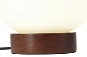 Дървена настолна лампа в стил Japandi с опалово стъкло - Sally