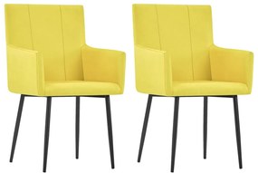 Sonata Трапезни столове с подлакътници, 2 бр, жълти, текстил
