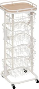 Кухненска количка 5five Balm, MDF и бял метал, 5 коша, 34.5x31x91 cm