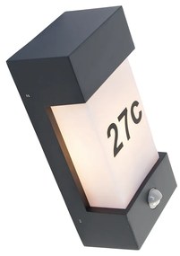 Външна стенна лампа тъмно сива IP44 с датчик за движение - Tide