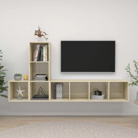 3079829 vidaXL Комплект ТВ шкафове от 3 части, дъб сонома, инженерно дърво