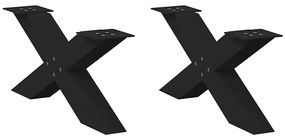 4012944 vidaXL Крака за масичка за кафе, X-образни, 2 бр., черни, 70 x (30-31) см, стомана