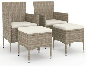 310612 vidaXL Комплект градински стол и табуретка от 4 части полиратан бежов