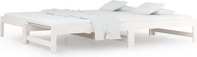820433 vidaXL Разтегателна дневно легло бяла 2x(80x200) см борово дърво масив