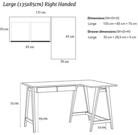 Работна маса 85x135 cm Luka - Ragaba
