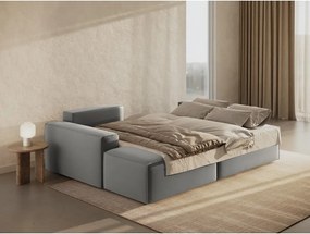 Светлосив кадифен разтегателен с място за съхранение ъглов диван (ляв ъгъл) Jodie – Micadoni