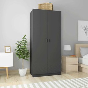 800638 vidaXL Гардероб, сиво със силен гланц, 90x52x200 см, ПДЧ