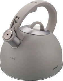 Свирещ чайник Klausberg KB 7912, 2.5 л, Дръжка с дървесен ефект, Индукция, Светлосив