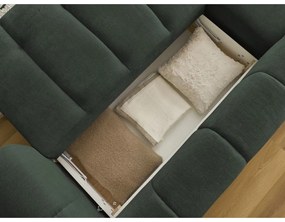 Зелен сгъваем/с място за съхранение ъглов диван (ляв ъгъл) Fuji – Bobochic Paris