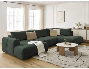 Зелен сгъваем/с място за съхранение ъглов диван (десен ъгъл/U форма) Fuji – Bobochic Paris