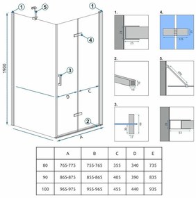 Душ кабина Rea Molier Chrom 80x90