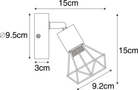 Индустриален прожектор черен с дървен шарнир и наклонен - Mosh