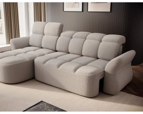 Бежов сгъваем/с място за съхранение ъглов диван от прежда с примки от букле (ляв ъгъл) Beneth – ELTAP