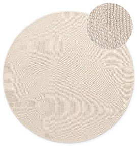 Ръчно изработен вълнен кръгъл килим в светло естествен цвят ø 120 cm Eleni Natural White – Hanse Home