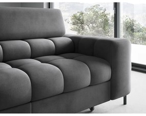 Тъмносив кадифен разтегателен ъглов диван с място за съхранение (ляв ъгъл L форма) Ferucce – ELTAP