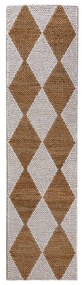Бяла/естествена ръчно изработена пътека със смес от юта 80x230 cm Effie Diamond – Flair Rugs