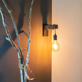 Интелигентна индустриална стенна лампа черна с дърво с WiFi G95 - Gallow