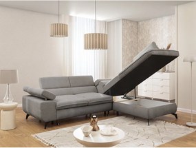 Светлосив шенилов ъглов диван (десен ъгъл L форма) Marbeya – Ropez