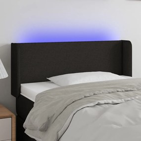 3122932 vidaXL LED горна табла за легло, черна, 83x16x78/88 см, плат