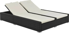 44752 vidaXL Двоен шезлонг, черен полиратан