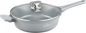Дълбок тиган с капак Swiss Haus SH-BDF28S, 28x8 см, 3.9 л, Sapphire-керамично покритие, Стъклен капак, Индукция, Сив