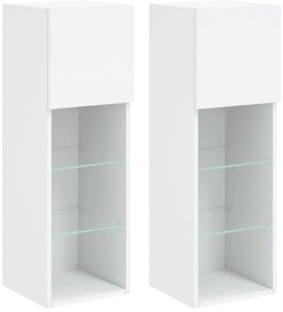 837002 vidaXL ТВ шкафове с LED осветление, 2 бр, бели, 30,5x30x90 см