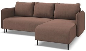 Розов разтегателен ъглов диван с място за съхранение (десен ъгъл) Luana – Makamii