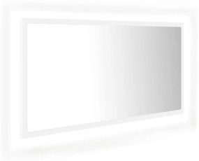 804932 vidaXL LED огледало за баня, бяло, 90x8,5x37 см, акрил