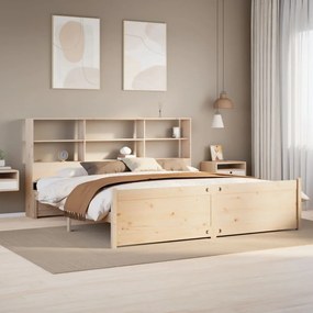 3322479 vidaXL Легло с етажерка за книги, без матрак, 200x200 см, бор масив