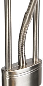 Подова лампа стомана с лампа за четене с LED и димер - Diva 2