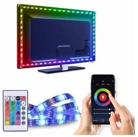 Solight WM58 - LED RGB лента за TV 6W/5V Wi-Fi Tuya + дистанционно 0,5м