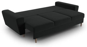 Черен кадифен разтегателен диван с място за съхранение 235 cm Kyoto – Cosmopolitan Design