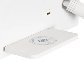 Комплект от 2 стенни лампи бели с LED с USB и индукционно зарядно - Riza